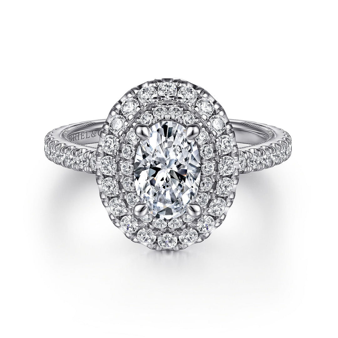 Women's 14K White Gold Double Halo 0.71 CTW Diamond Semi-Mount Engagement Ring