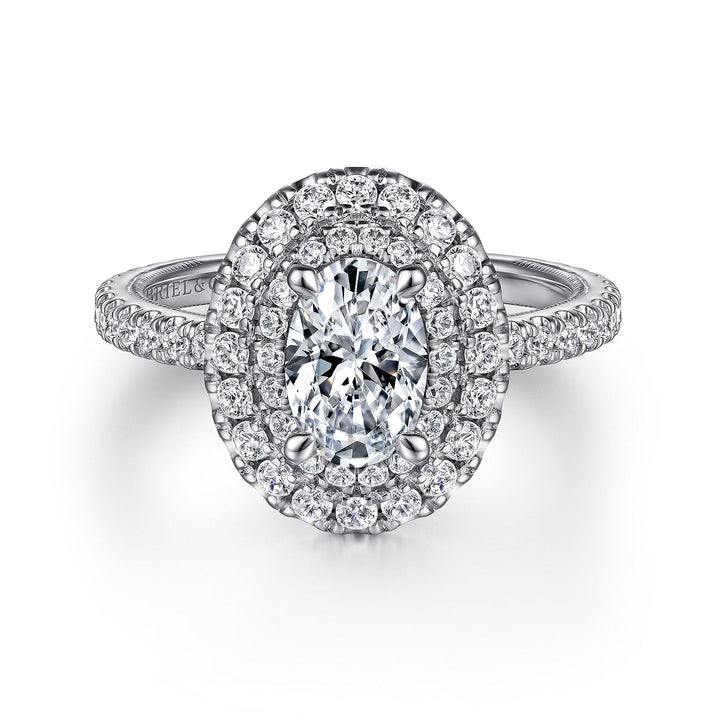 Women's 14K White Gold Double Halo 0.71 CTW Diamond Semi-Mount Engagement Ring