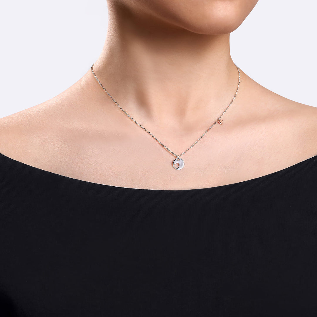 Sterling Silver and Rose Sterling Silver Plated Heart Gabriel & Co. Necklace