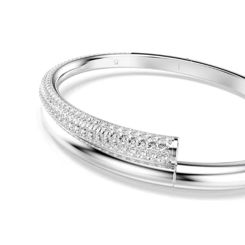 Swarovski Dextera Rhodium Plated Bangle With Clear Crystals