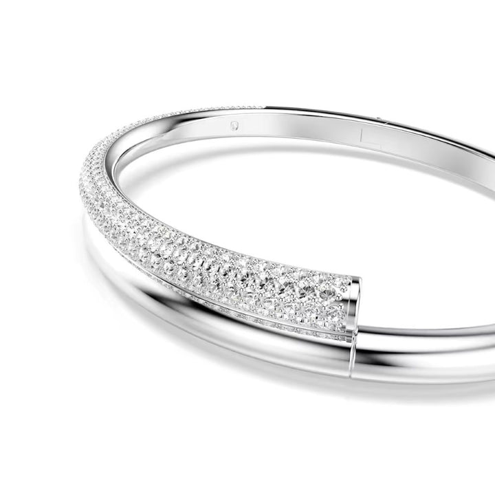 Swarovski Dextera Rhodium Plated Bangle With Clear Crystals