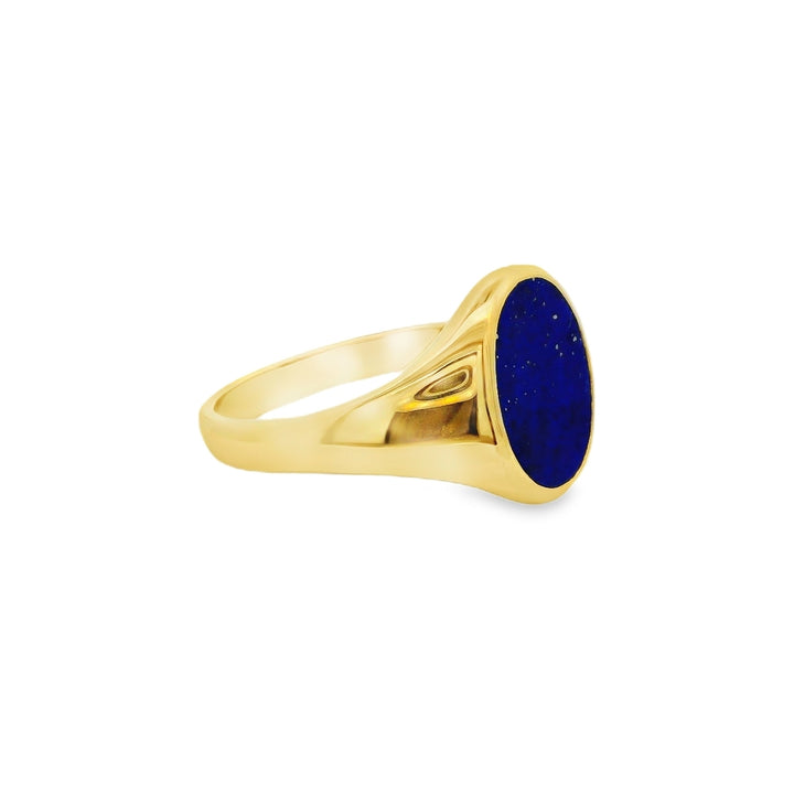 14K Yellow Gold 13x10mm Lapis-Lazuli Men's Ring