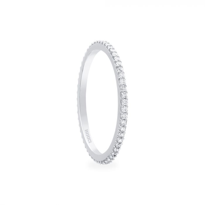 18K White Gold Birks 0.29 CTW Diamond Stacking Ring, Size 7