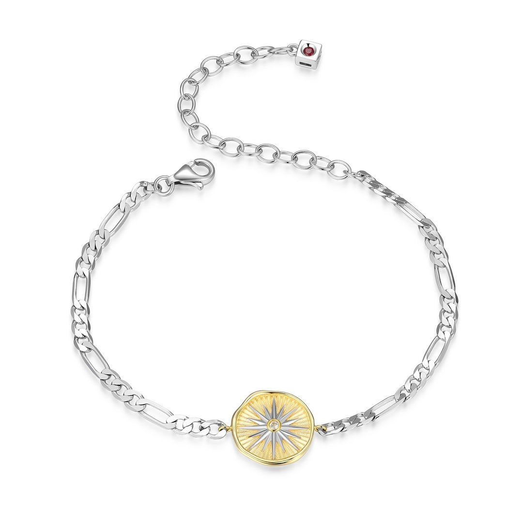 ELLE Silver Medallion Stationed Bracelet With White Sapphire