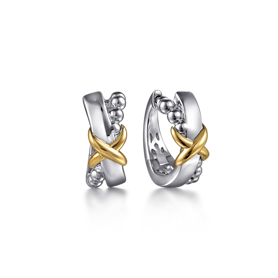 Sterling Silver And 14K Yellow Gold Gabriel & Co. Small Round Huggie Earrings