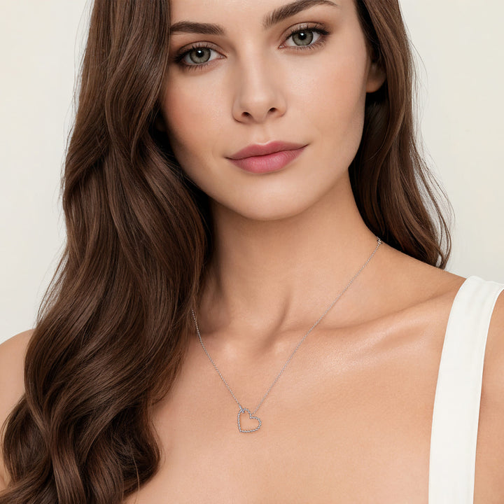 Gabriel & Co. Bujukan Sterling Silver Heart Necklace With Diamonds