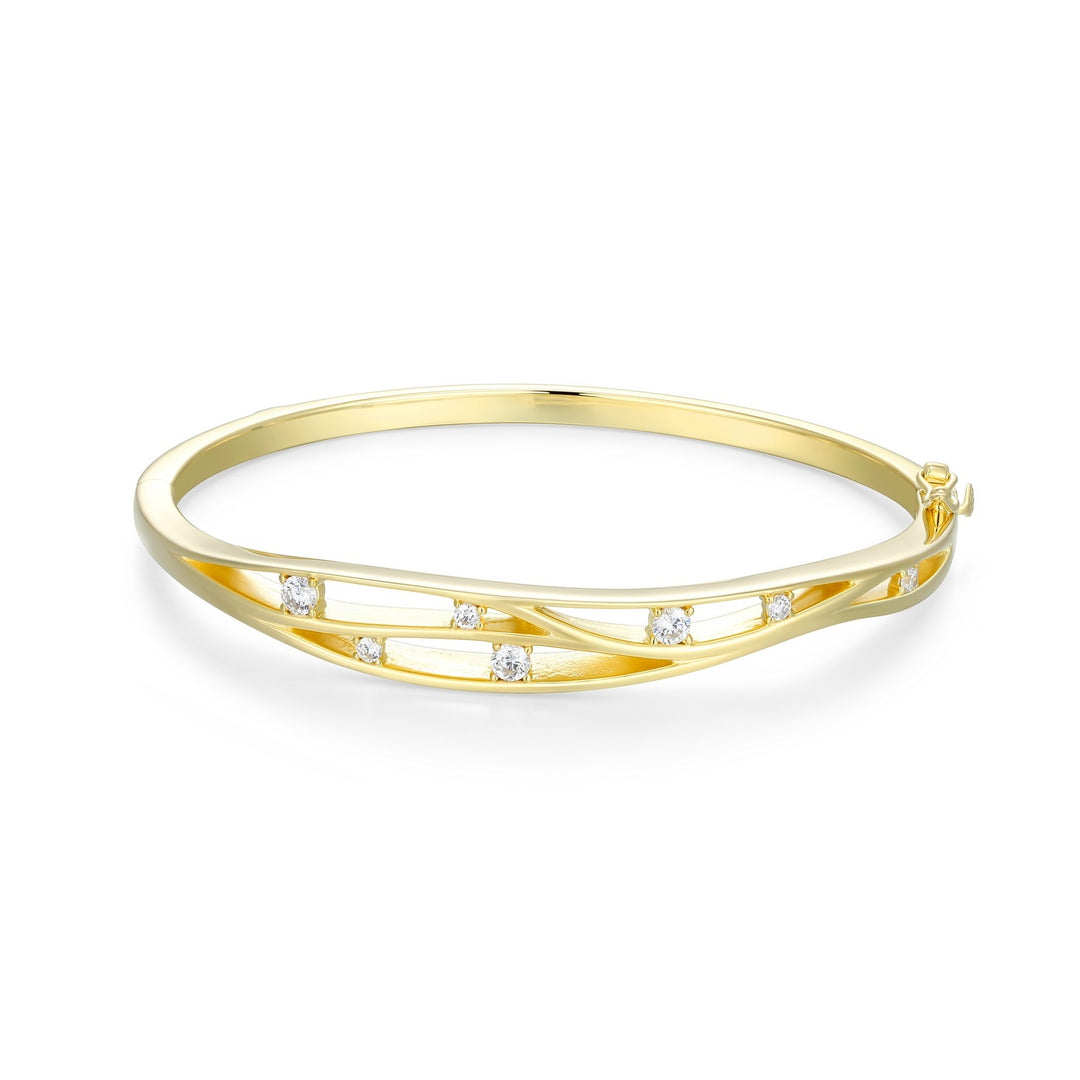 ELLE Silver Triple Layer Bangle Bracelet With Cubic Zirconia's