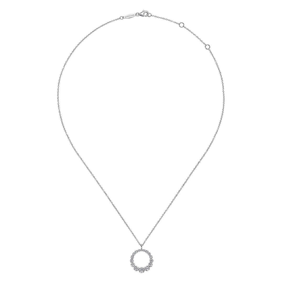 14K White Gold Gabriel & Co. Round Cut Circle 0.25 CTW Diamond Pendant