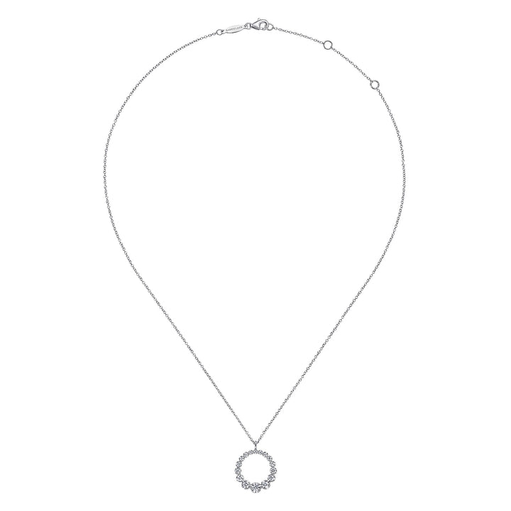 14K White Gold Gabriel & Co. Round Cut Circle 0.25 CTW Diamond Pendant