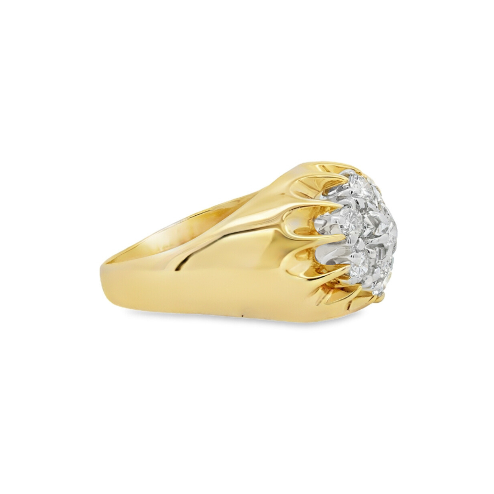 Estate - 14 Karat Yellow And White Gold Men's Ring With 7/0.72 CTW Diamonds, Size 10