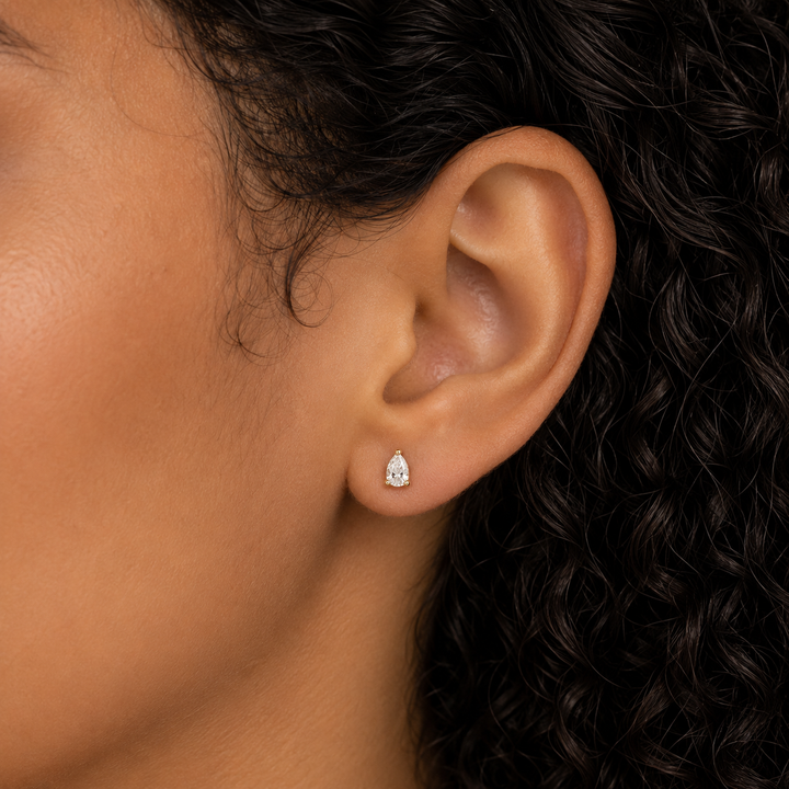 10K Yellow Gold 0.40CTW Pear Cut LAB Grown Diamond Stud Earrings