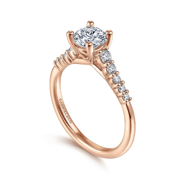 14K Rose Gold 0.25 CTW Diamond Set Engagement Ring Semi-Mount