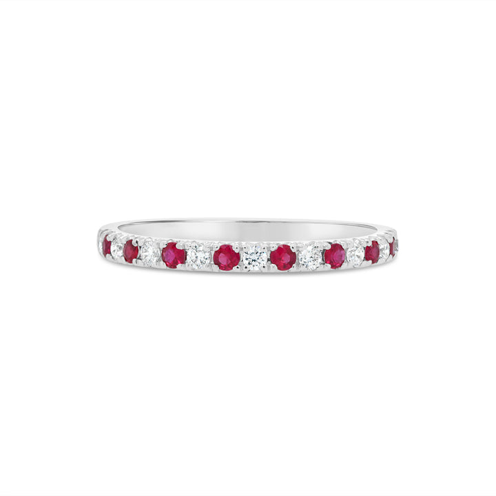 18K White Gold Ruby And 0.16 TDW Diamond Ring