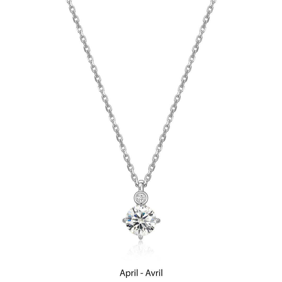Elle Silver Birthstone - April Necklace