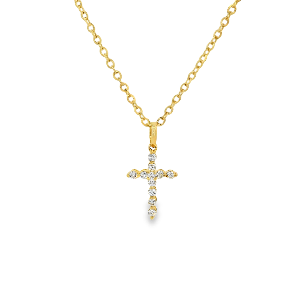 18K Yellow Gold 0.17 CTW Diamond Cross Pendant