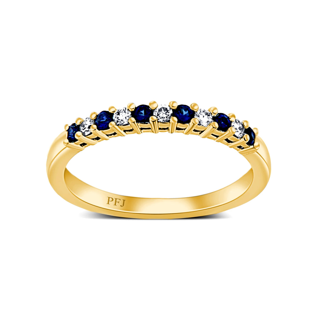 18K Yellow Gold 0.20 CTW Sapphire And 0.14 CTW Diamond Ring