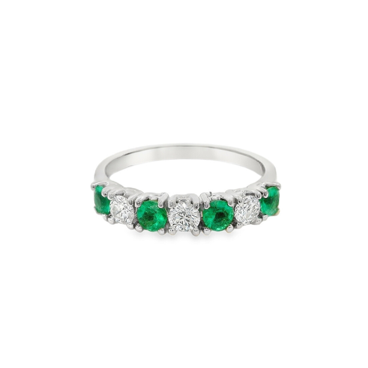 14K White Gold Emerald And 0.319 CTW Canadian Diamond Ring
