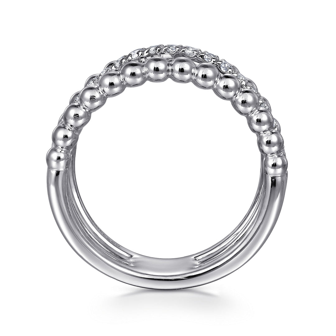 Gabriel & Co. Sterling Silver Criss-Cross Multirow Ring With White Sapphires