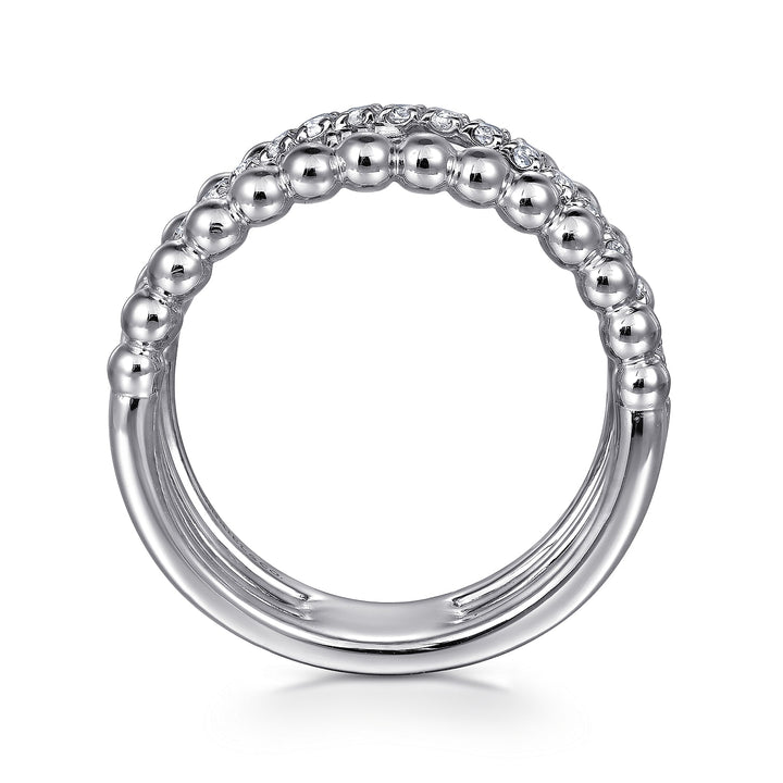 Gabriel & Co. Sterling Silver Criss-Cross Multirow Ring With White Sapphires